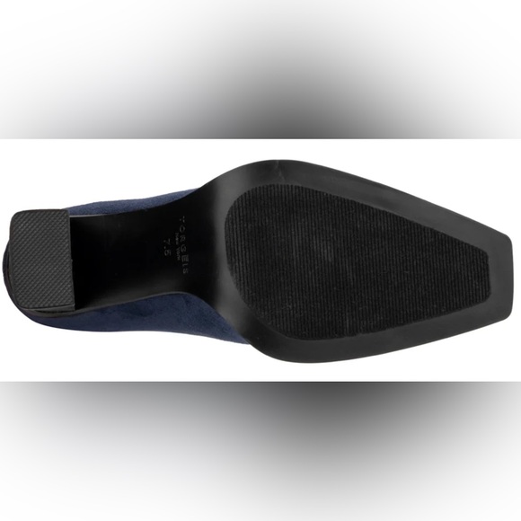 Beautifully made Ankle Boot, 4” heel, faux suede, metallic accents at the toe. - Picture 8 of 13